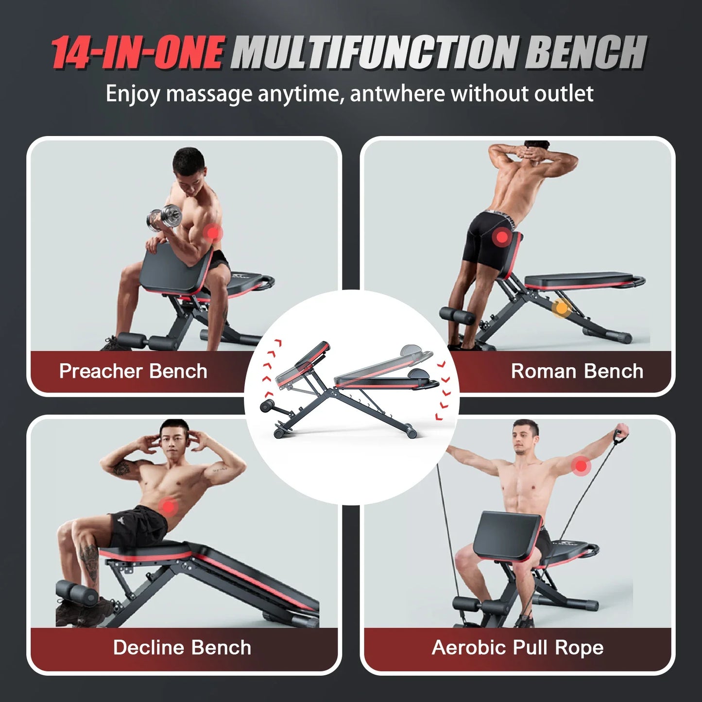 Foldable 14-in-1 Pre-Assembled Dumbbell Bench for Full Body Workout
