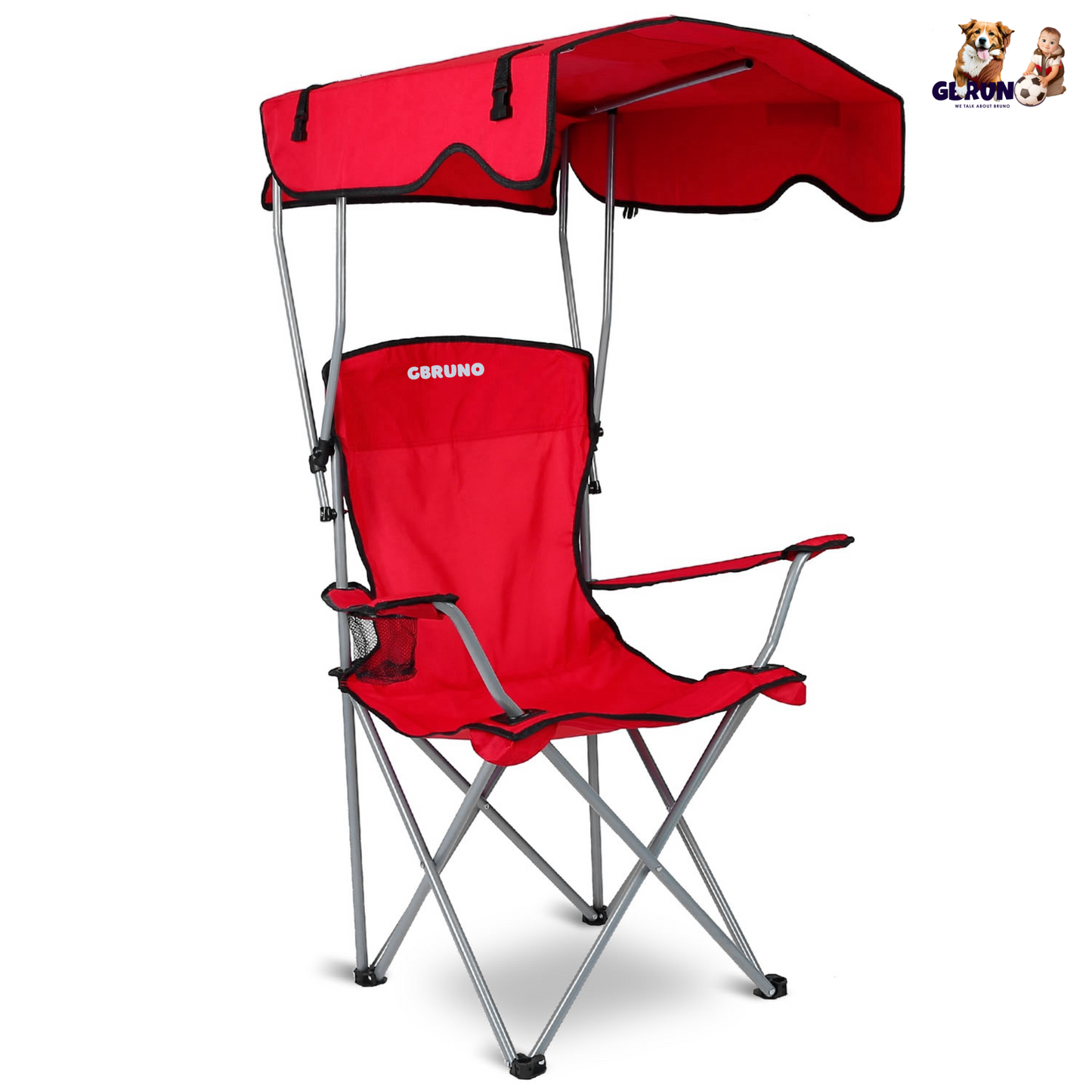 Foldable Beach Canopy Chair Sun Protection w/ Cup Holder
