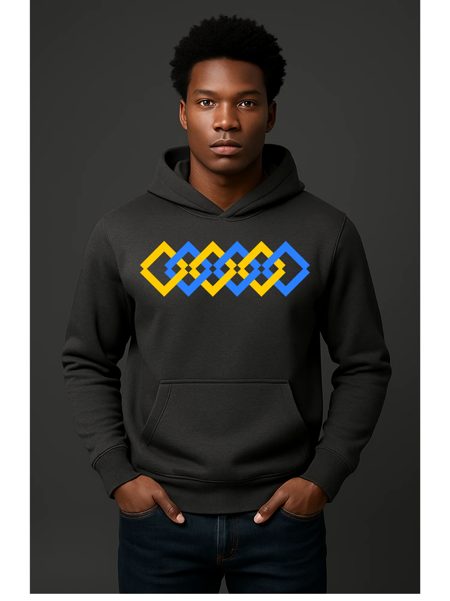 The Adidas Fleece Unisex Hoodie with Tribal Print & African Print Logo