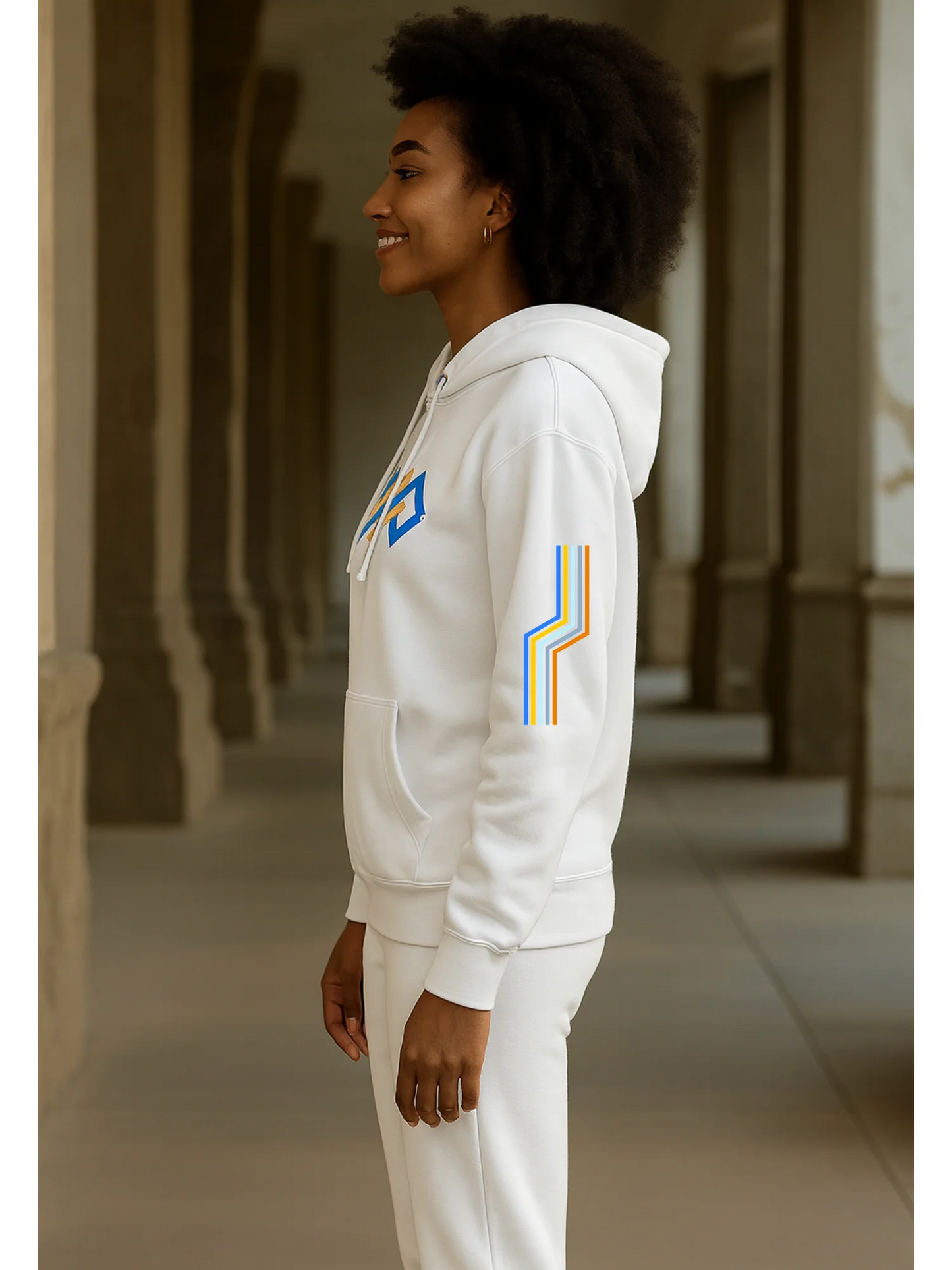 The Adidas Fleece Unisex Hoodie with Tribal Print & African Print Logo