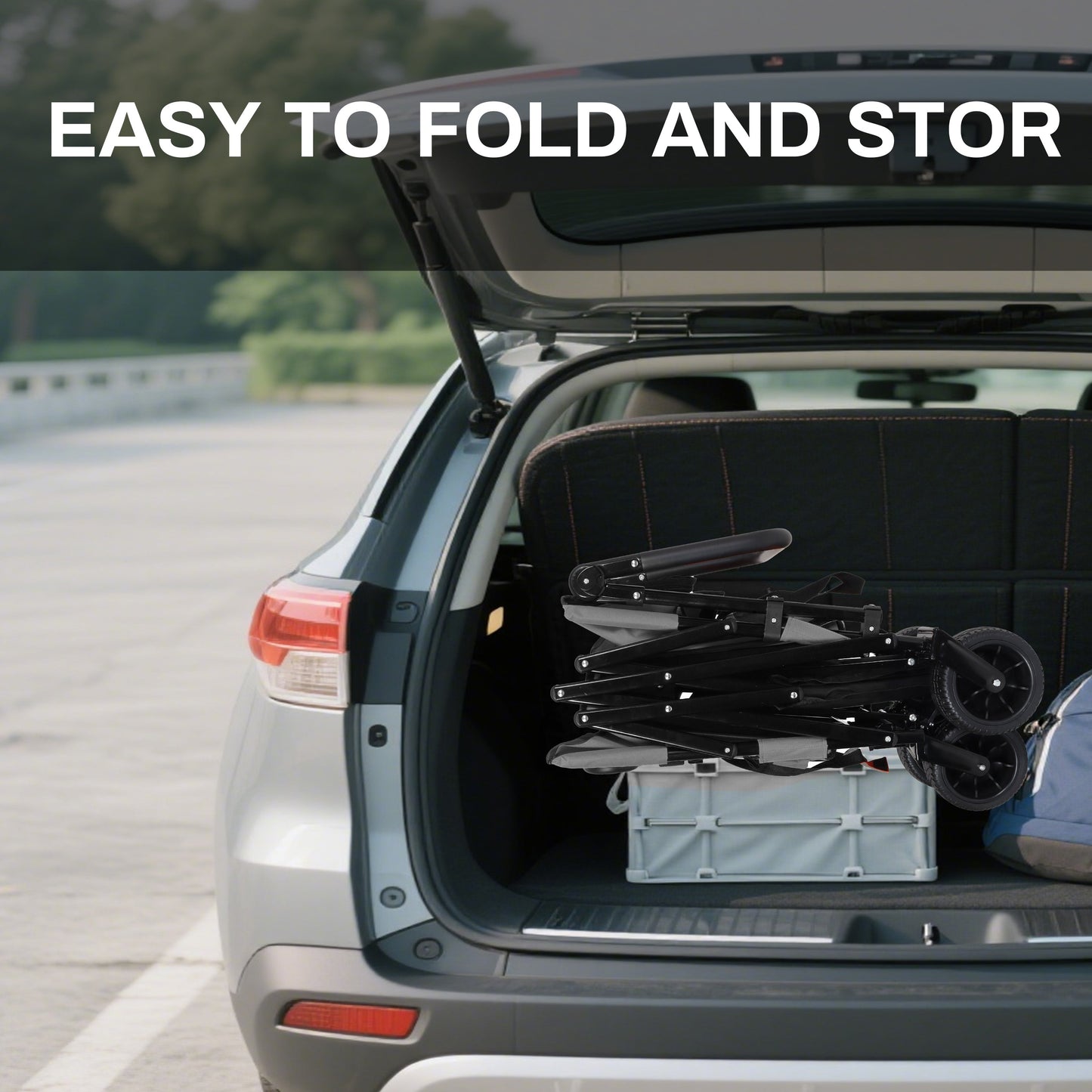 3-in-1 Folding Wagon Cart with Bench Seat, Canopy & Storage