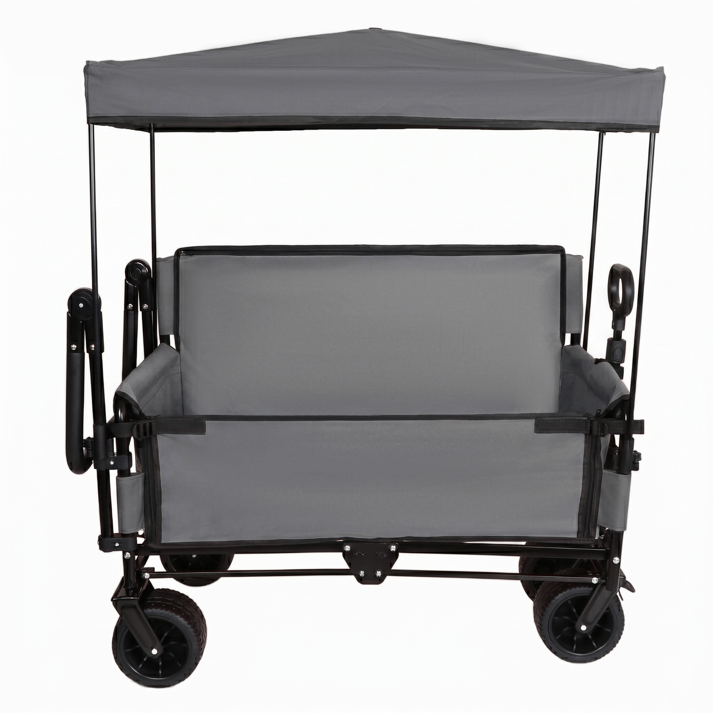 3-in-1 Folding Wagon Cart with Bench Seat, Canopy & Storage