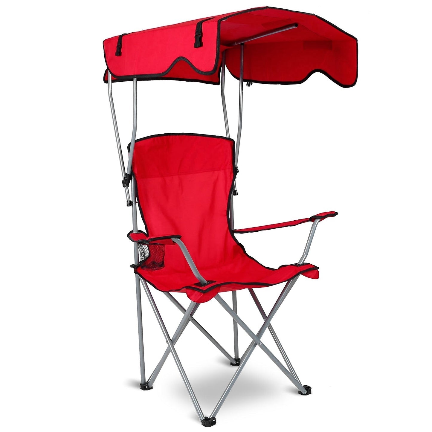 Foldable Beach Canopy Chair Sun Protection w/ Cup Holder