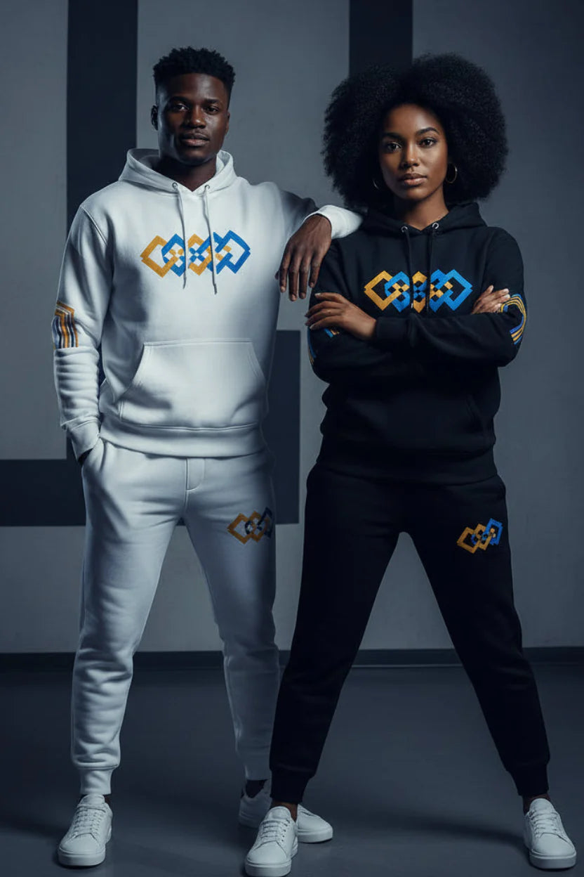 The Adidas Fleece Unisex Hoodie with Tribal Print & African Print Logo