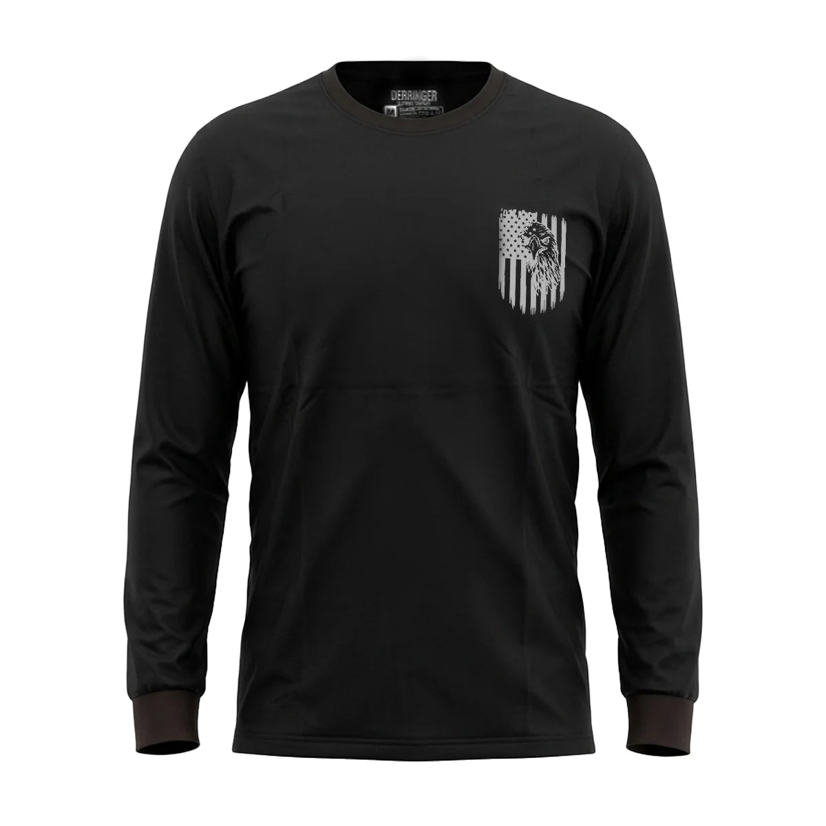 Men's Long Sleeve T-Shirt with American Eagle & Flag Print