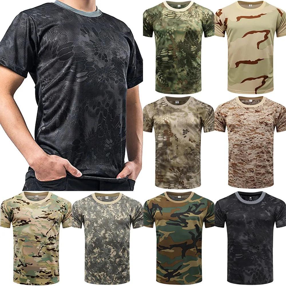 Summer Trend Personality Muscle Men's T-shirt 3D Printing Camouflage Short-sleeved Fashion Men's Tough O-neck Quick-drying Top