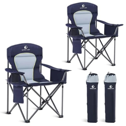 Heavy Duty Folding Camping Chair With Padded Seat And Cup Holder