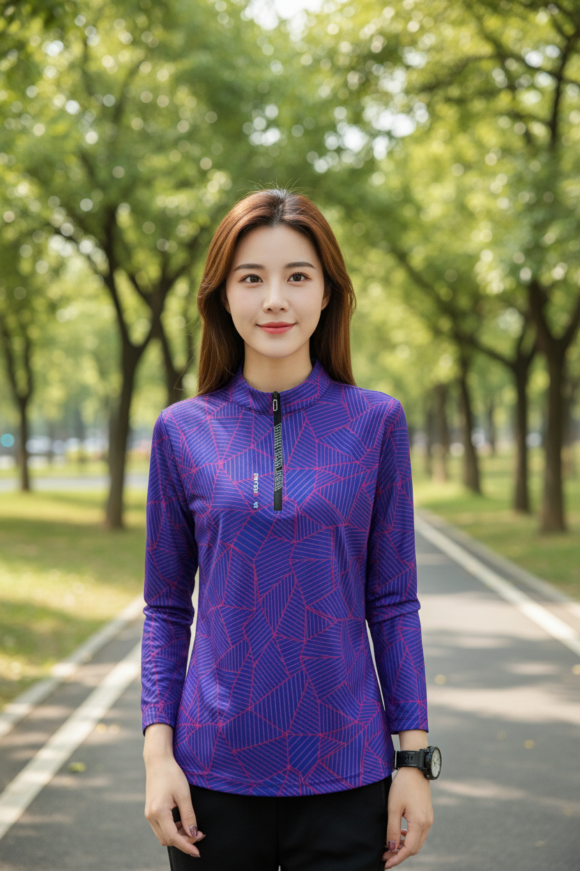 Outdoor Running Long Sleeve T-shirt, Women Hiking Sweatshirt, Breathable Sport Top, Elasticity Camping Shirt, Quick Dry Fashion Print, Mom Activewear