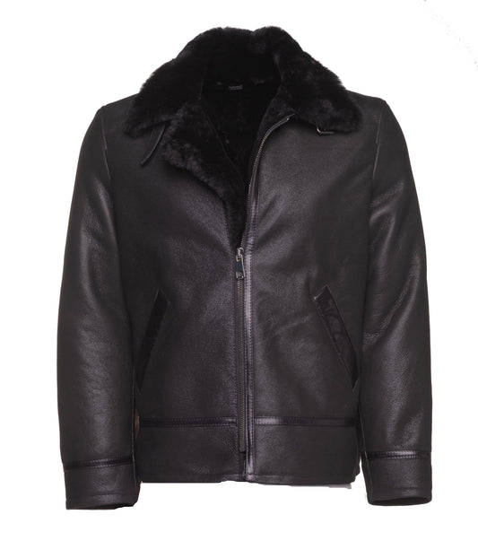 Black B3 Bomber Aviator Shearling Jacket