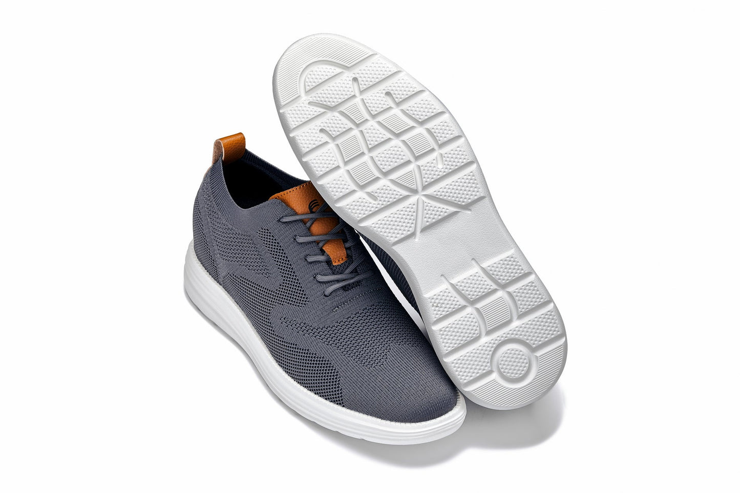 CALTO - X2636 - 2.8 Inches Taller (Iron Grey/Brown) - Lace Up Casual Walker - Lightweight
