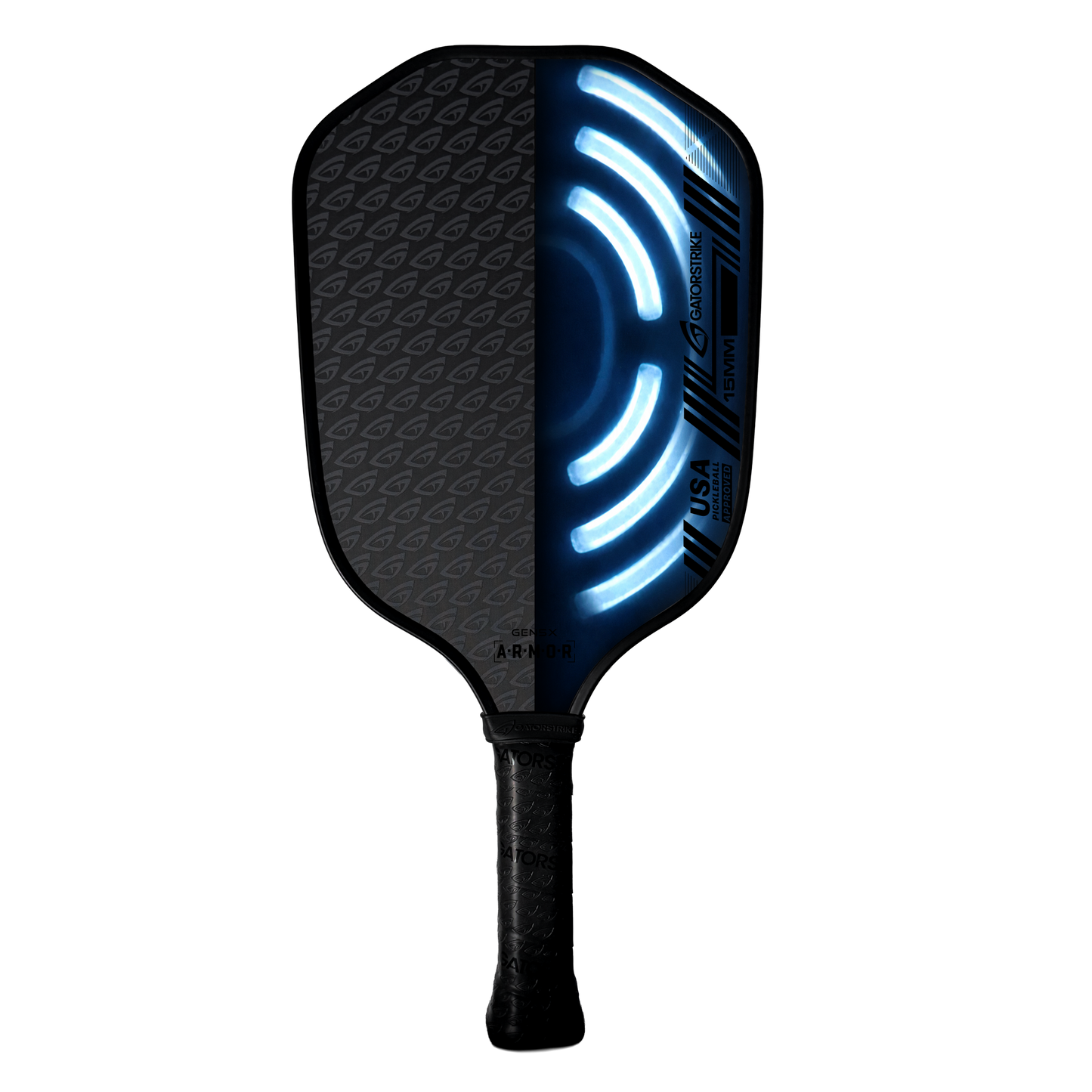 GatorStrike A.R.M.O.R Blackout — 15mm Raw Carbon Spin Pickleball Paddle